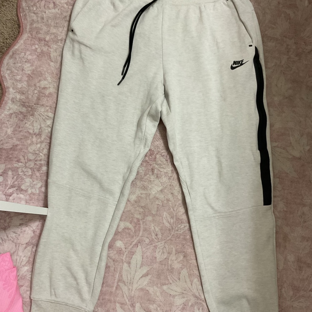 Nike Kids Light Gray Joggers with Black Accents